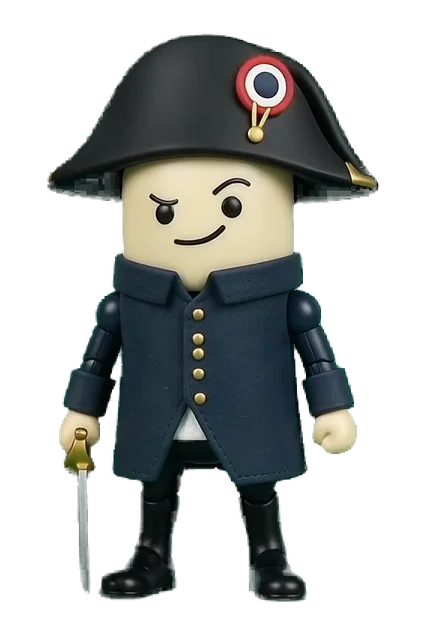 The toy Napoleon figure turning around to look for his next destination.